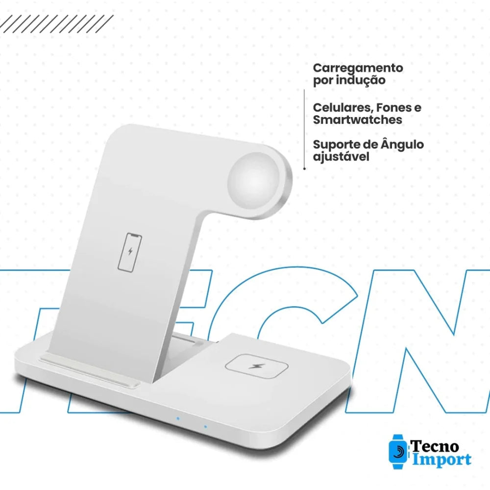 Carregador 4 em 1 via Indução TecnoCharger - Branco