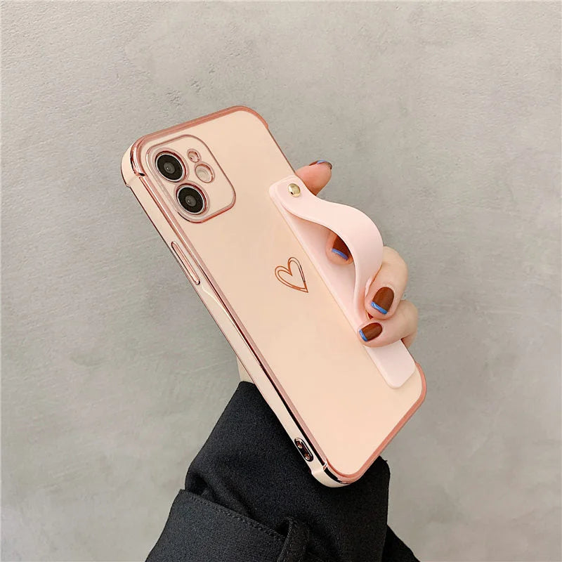 Case Heart Strap - iPhone 7, 8 e SE 2020 / Rosa