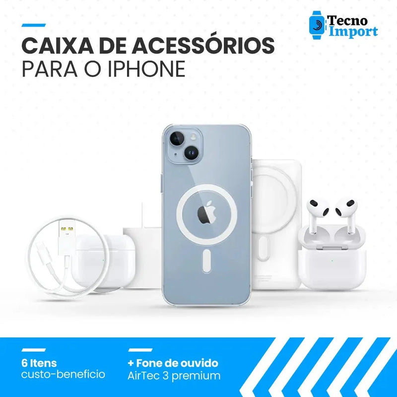 Combo Tecno Caixa de Acessórios 6 em 1 + Fone de Ouvido Bluetooth AirTec 3 Tecno Import